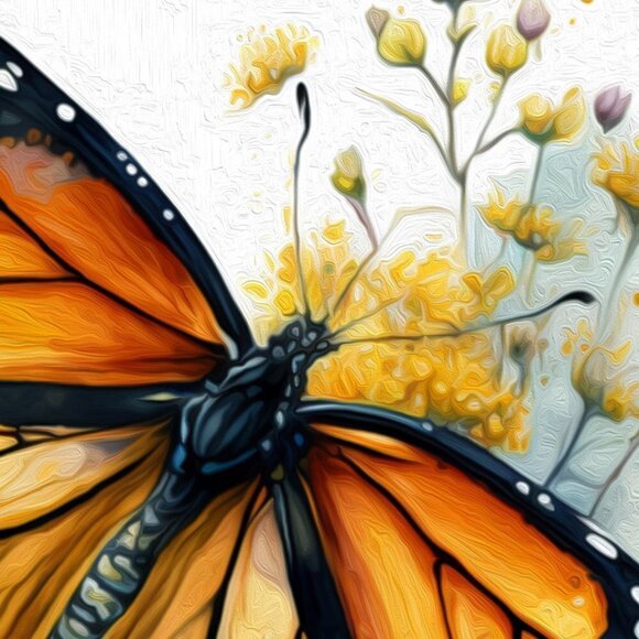 20x30 Monarch Butterfly Watercolor Oil Painting Art Poster - Picture 3 of 7